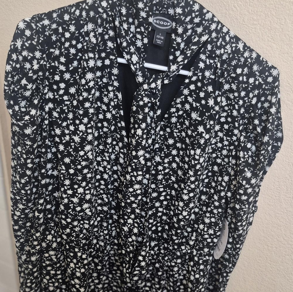 Floral Black and White Dress